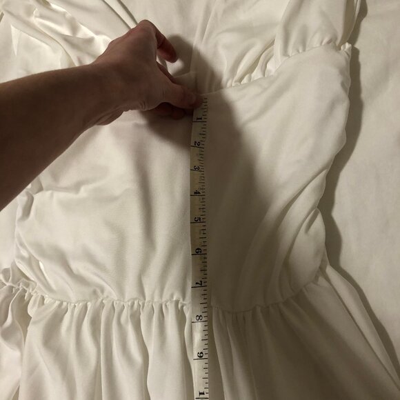 Etsy White Elegant Pleated Plunge Deep V-Neck Sleeveless Dress Medium - Picture 15 of 16